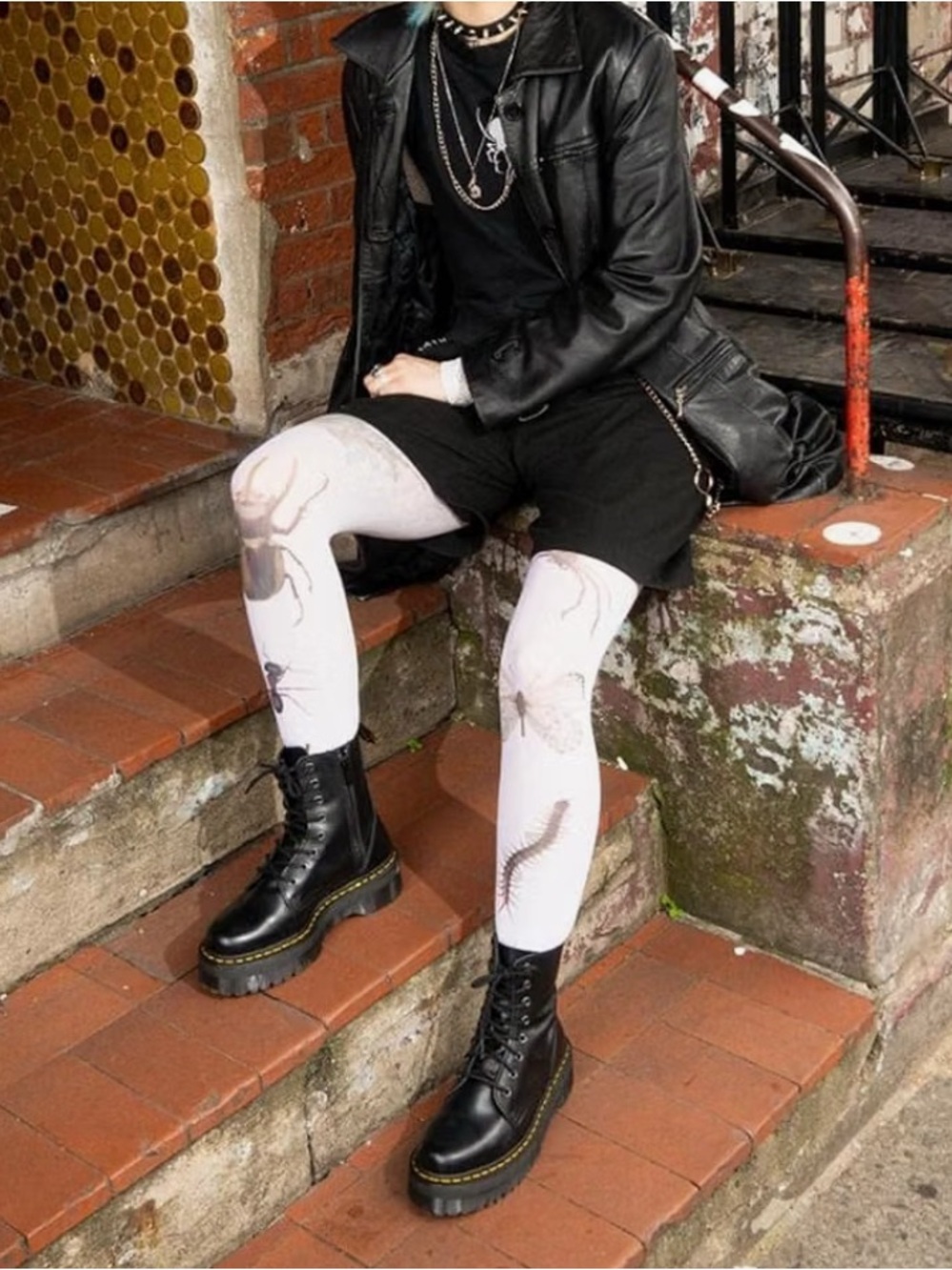 Dr. Martens Black Leather Platform Lace-Up Boots with Yellow Stitching Size 8 - Picture 8 of 8